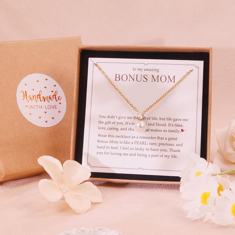 PEALICIOUS Single Pearl Necklace as Valentines Gifts for Mom, Bonus Mom Birthday Gifts for Step Mother from Daughter Son, Mother in Law Necklace with CZ from Bridal as Mother of the Groom Jewelry Gift - Image 3